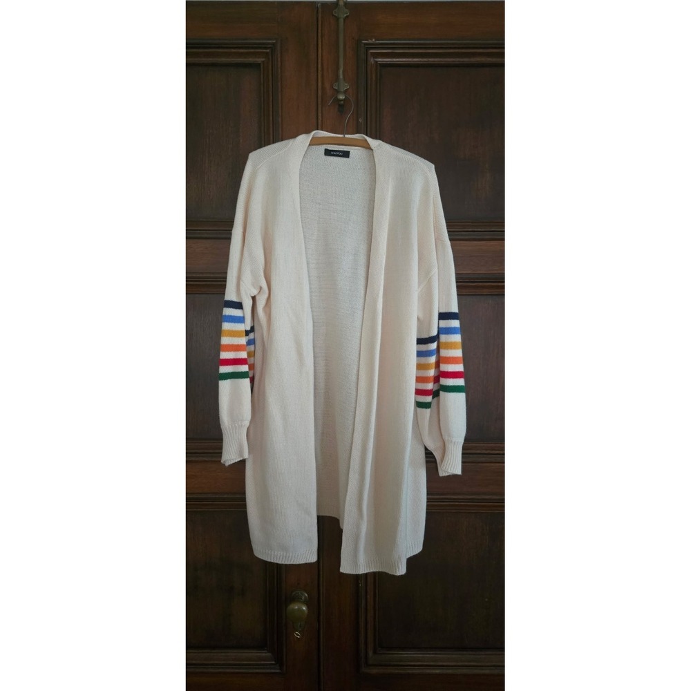 DOKOTOO White Cardigan With Multicolored Stripes XL